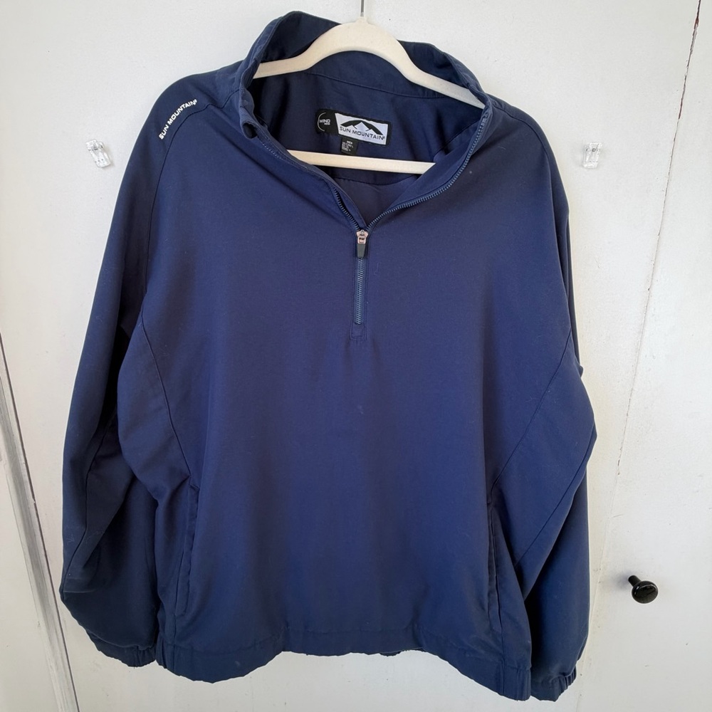 Sun Mountain Windwear Navy 1/4 Zip Pullover Jacket Men’s L Golf Athletic